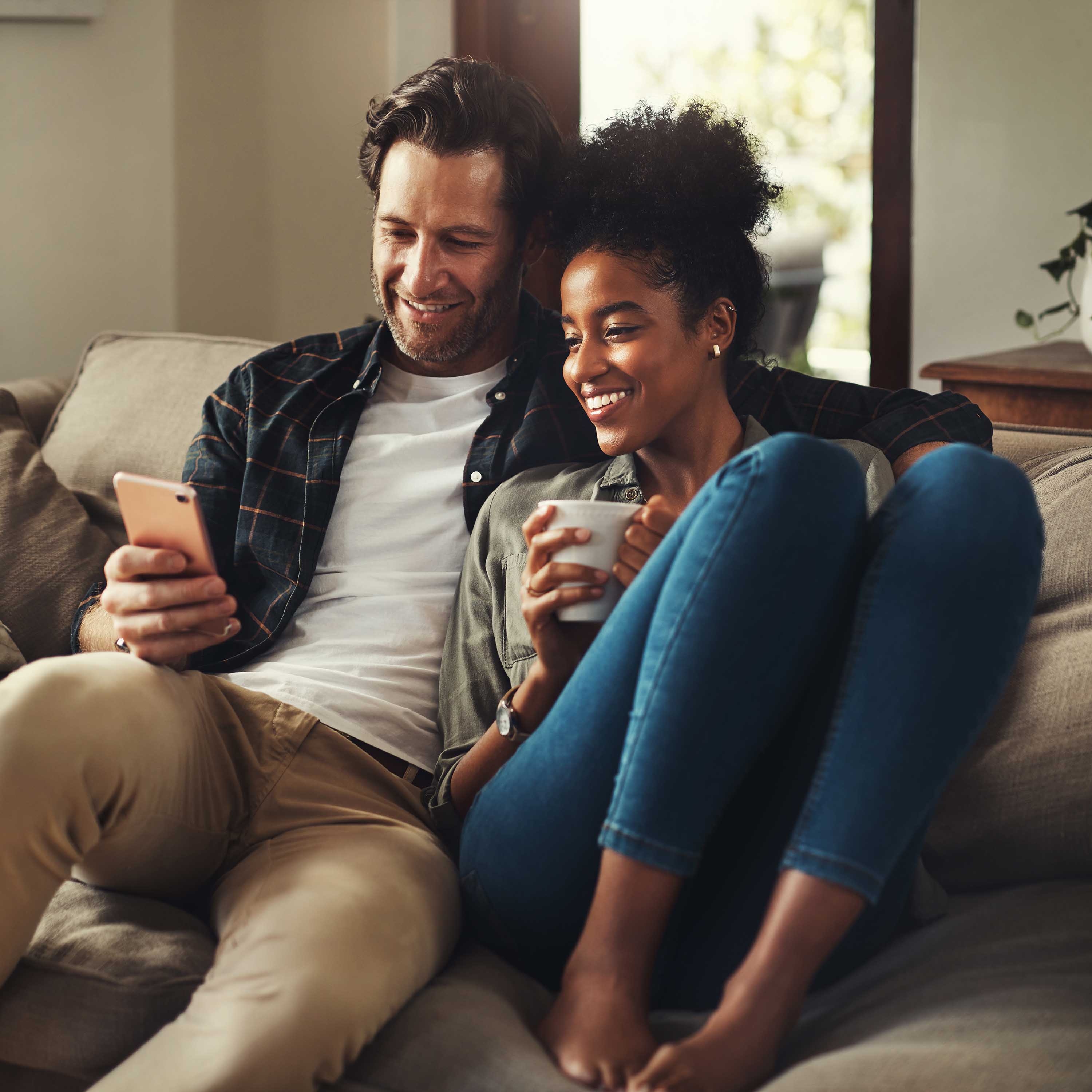 couple relaxing on couch